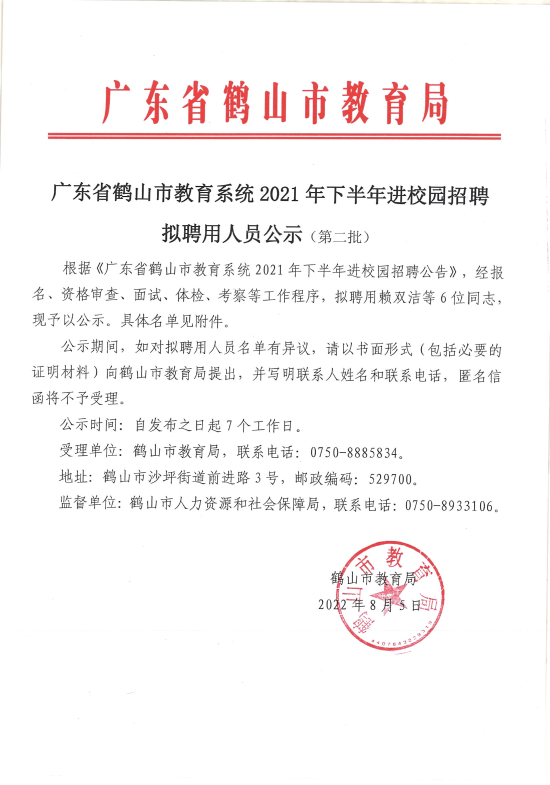 已處理1659705666066廣東省鶴山市教育系統(tǒng)2021年下半年進校園招聘擬聘用人員公示（第二批）6人_00.png